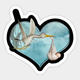 Cute baby is coming with stork Sticker